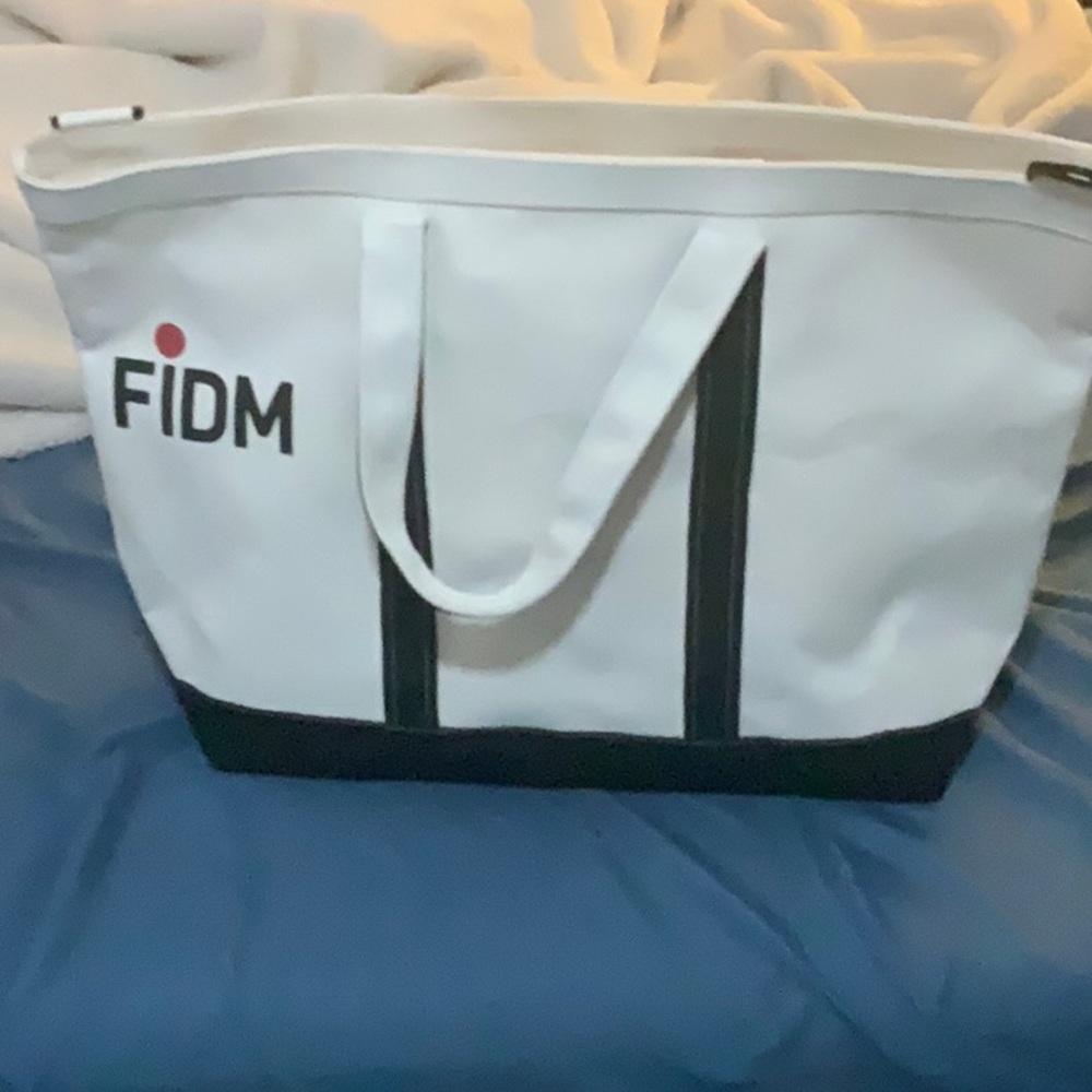 Brand new white FIDM tote bag large.